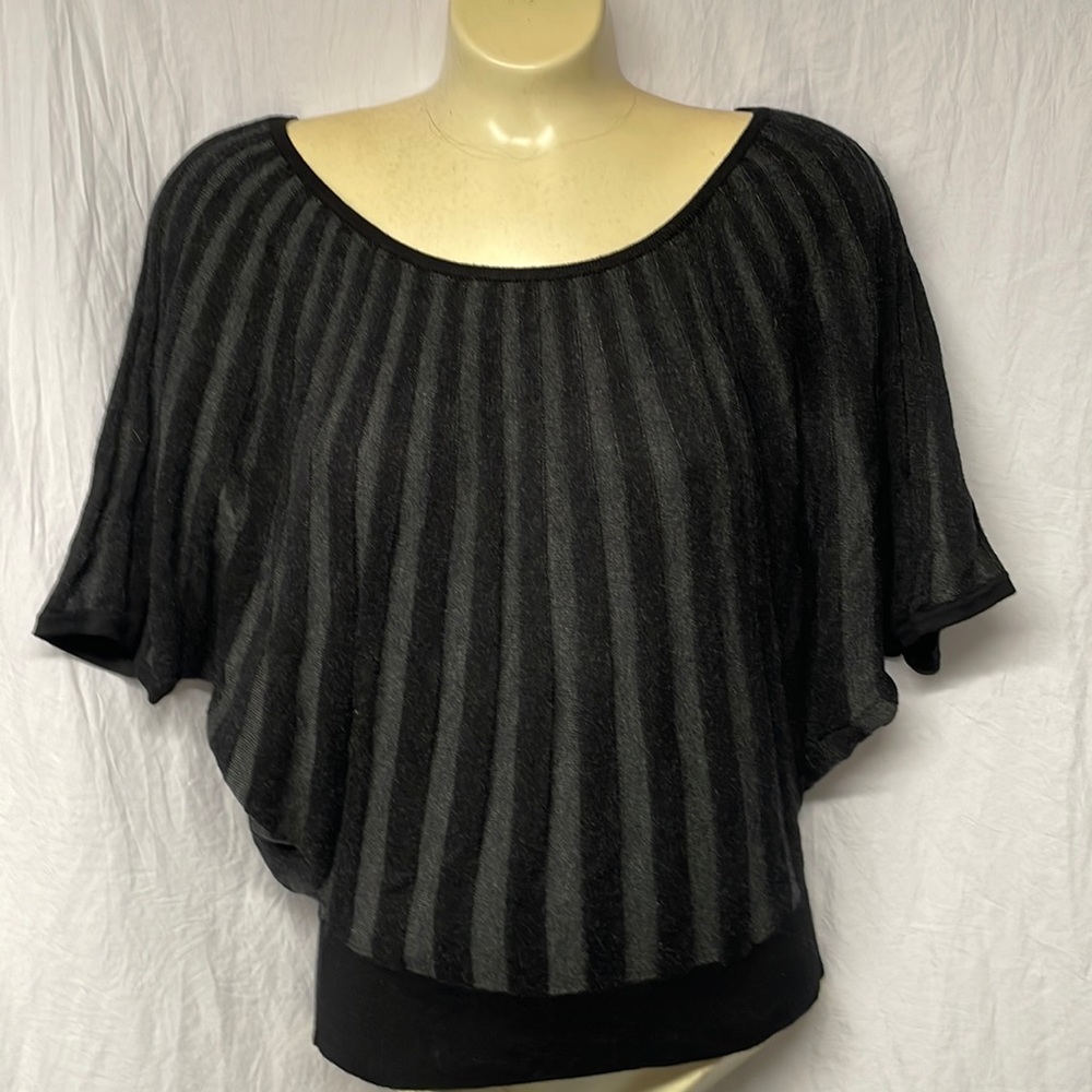 Express, women’s size medium, black and gray striped sweater.